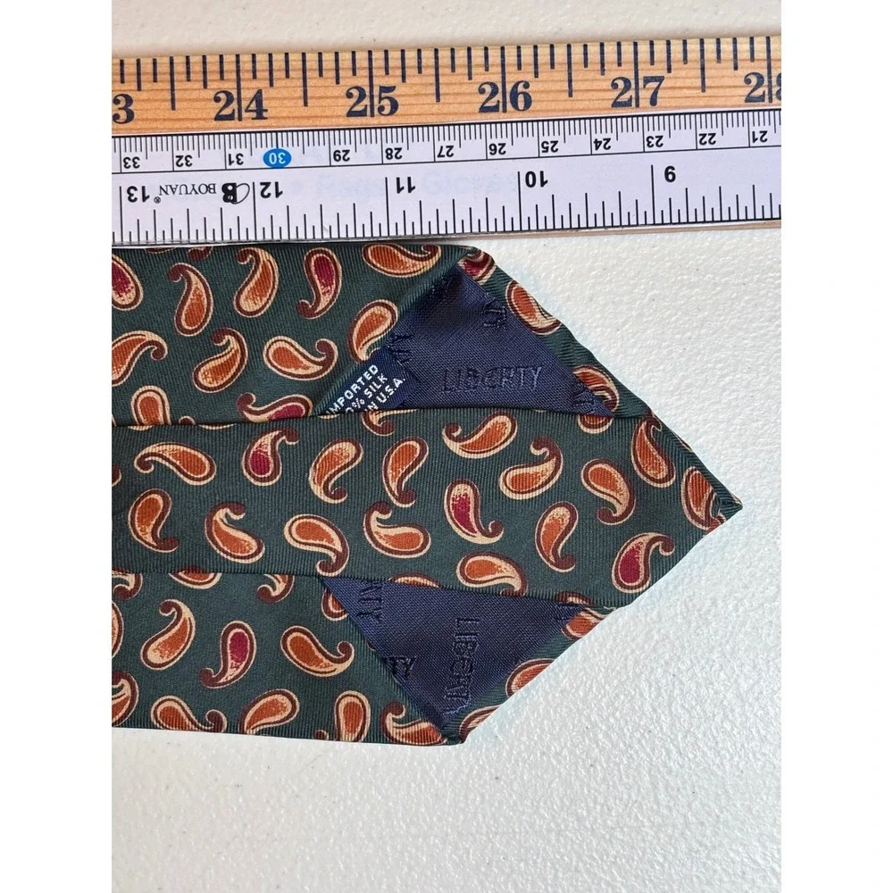 Liberty of London Silk Paisley Tie Green‎ Burgundy Orange Men's Necktie